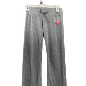 Girls' Gray Heart Embellished Track Sweatpants Youth